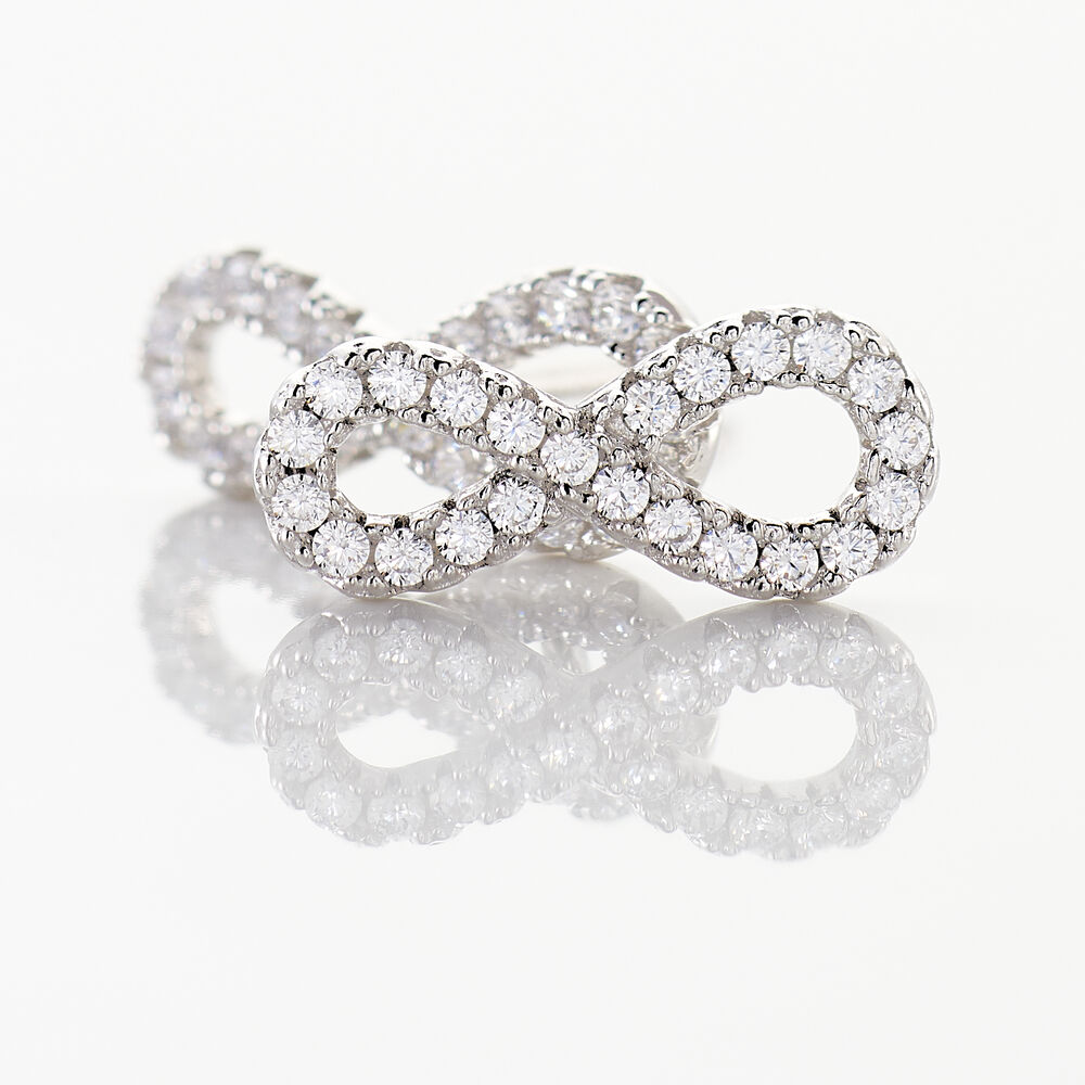 Boucles D'oreilles Puces Cl&eacute;lia Argent Blanc Oxyde De Zirconium - Puces Femme | Marc Orian