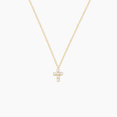 Collier Canice Croix Or Jaune Oxyde De Zirconium - Colliers Famille | Marc Orian