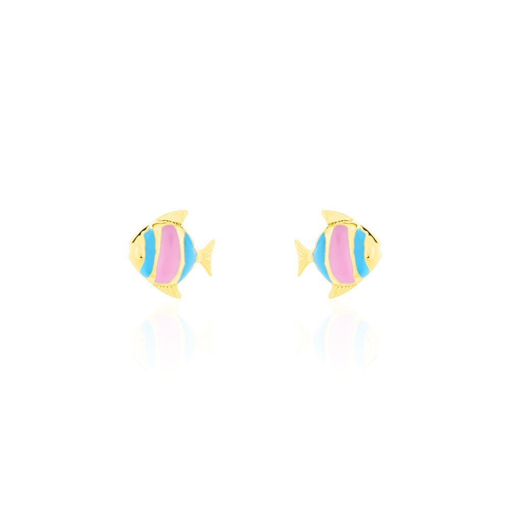 Boucles D'oreilles Puces Poisson Or Jaune - Puces Enfant | Marc Orian