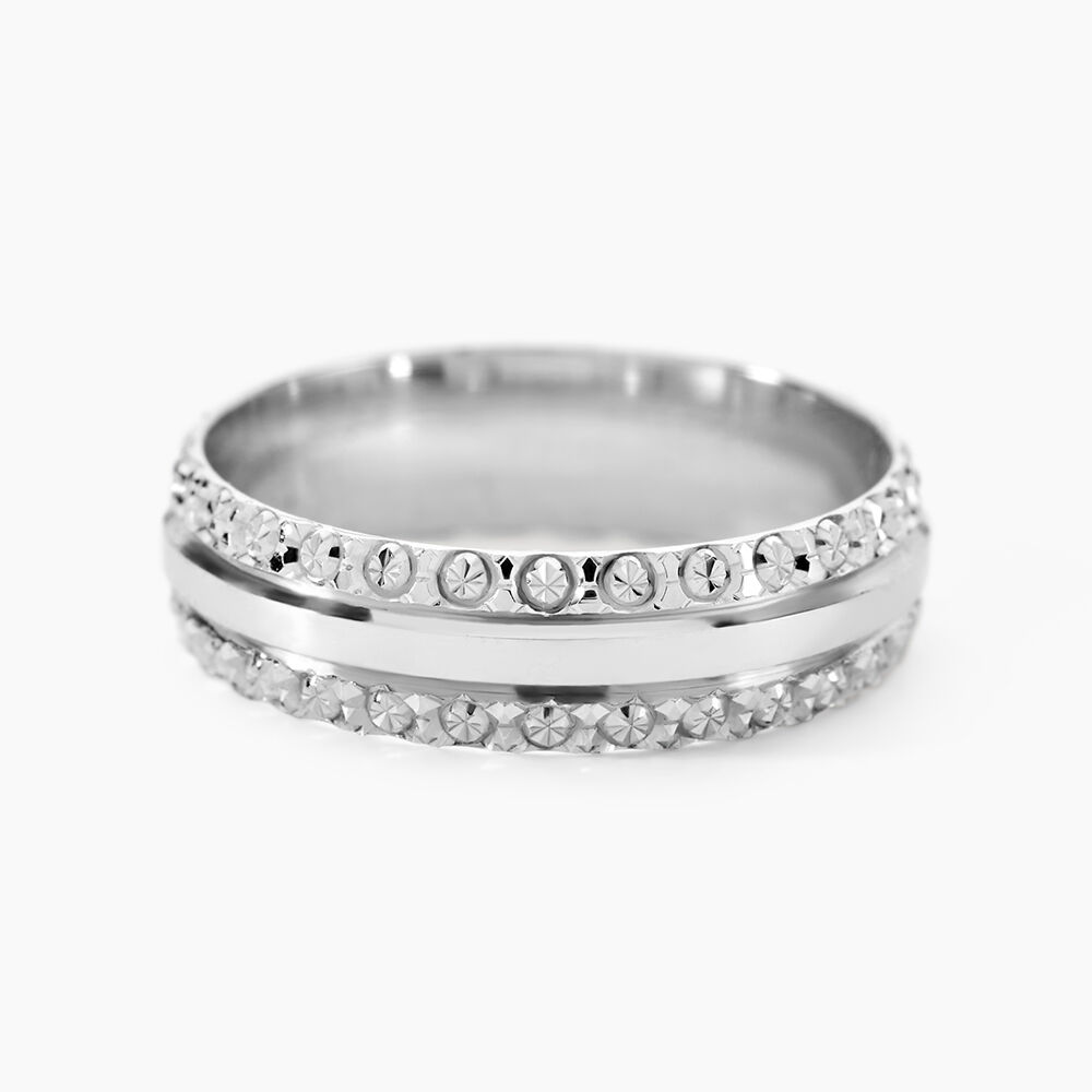 Alliance June 2 Rangs Diamantee Ruban Plat Or Blanc - Alliances duo Unisex | Marc Orian