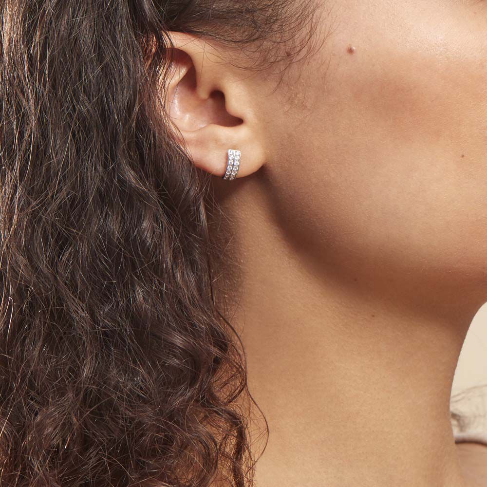 Créoles Jacobee Rondes Or Blanc Oxyde De Zirconium - Créoles Femme | Marc Orian