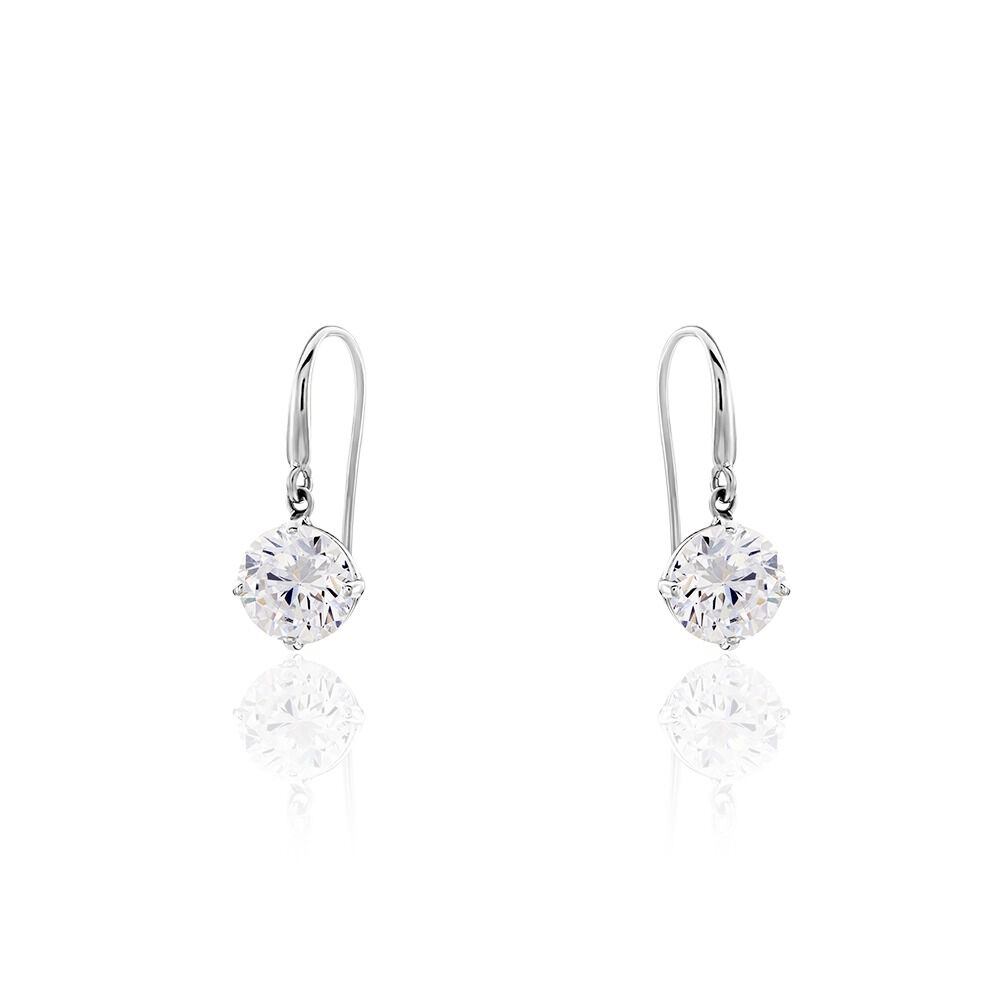 Boucles D'oreilles Pendantes Or Blanc Aedhan Oxydes - Pendantes Femme | Marc Orian