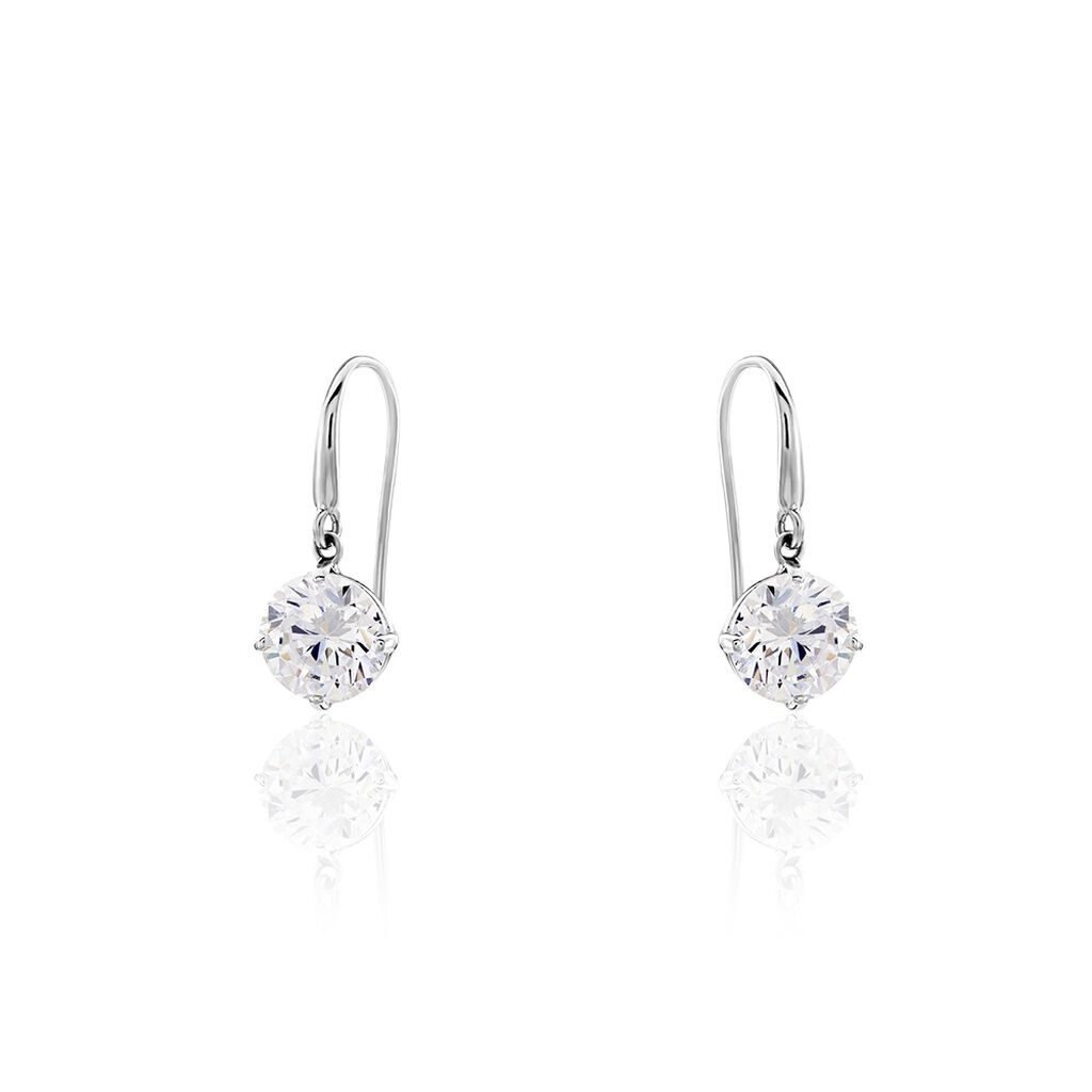 Boucles D'oreilles Pendantes Or Blanc Aedhan Oxydes - Pendantes Femme | Marc Orian