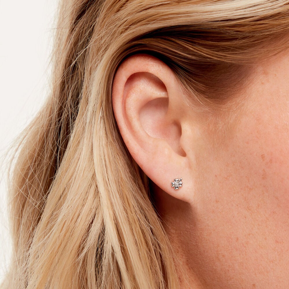 Boucles D'Oreilles Puces Ka&iuml;la Argent Blanc - Puces Femme | Marc Orian