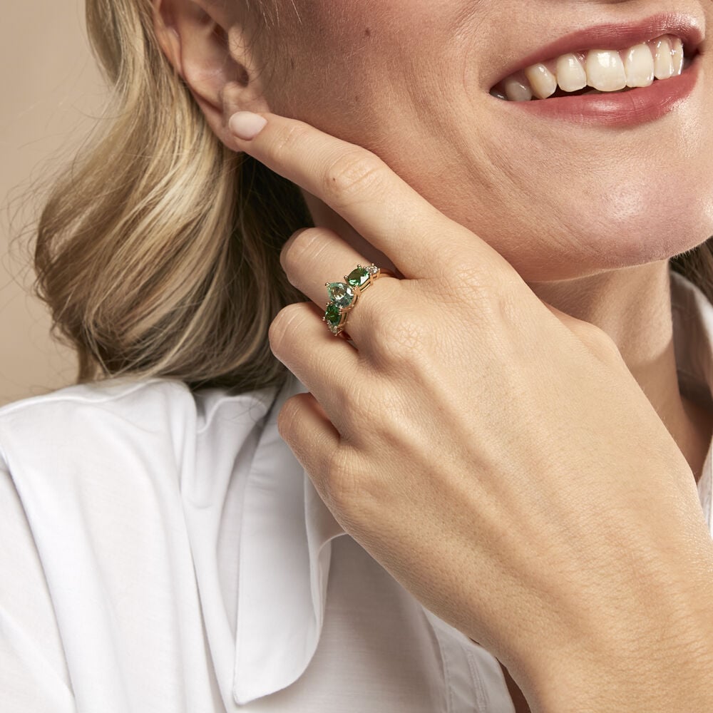 Bague Huffie Plaqu&eacute; Or Jaune Pierre D'imitation - Bijoux fantaisie Femme | Marc Orian