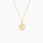 Pendentif Mary Vierge Rond Diamante Or Jaune Oxyde De Zirconium - Pendentifs Famille | Marc Orian