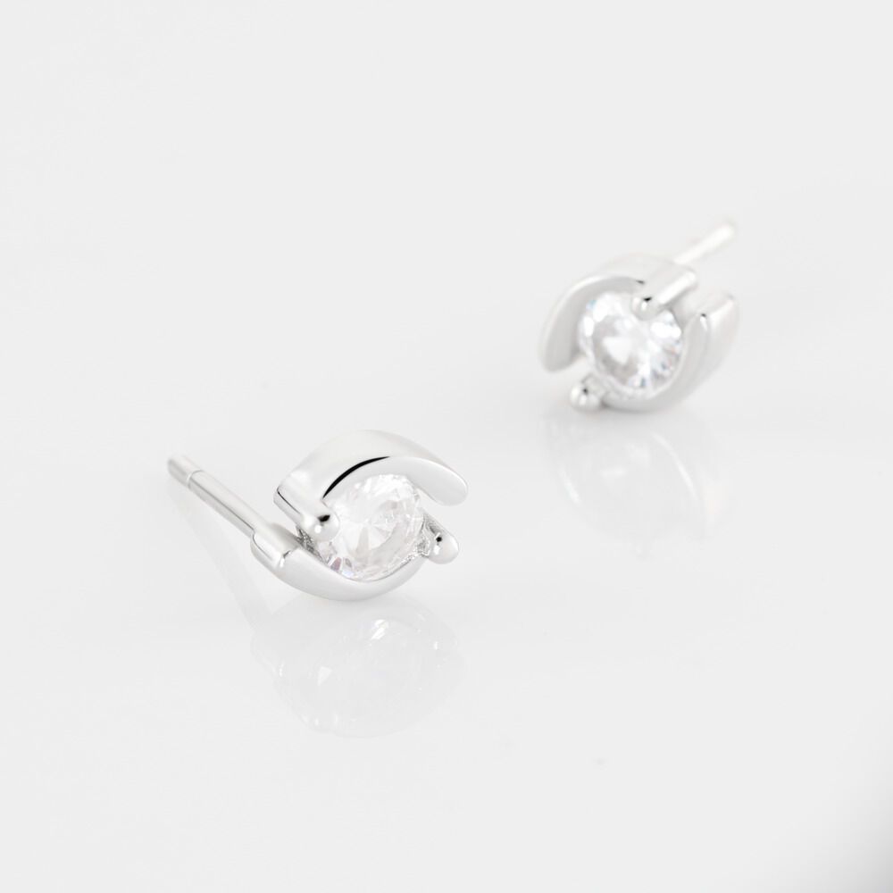 Boucles D'oreilles Puces Couteau Argent Blanc Oxyde De Zirconium - Puces Femme | Marc Orian