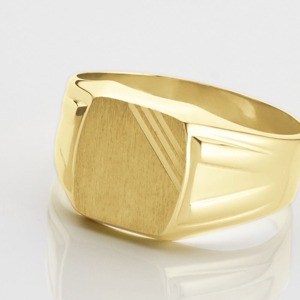Chevalière Goliath Carree Diamantee Or Jaune - Bijoux personnalisés Unisex | Marc Orian