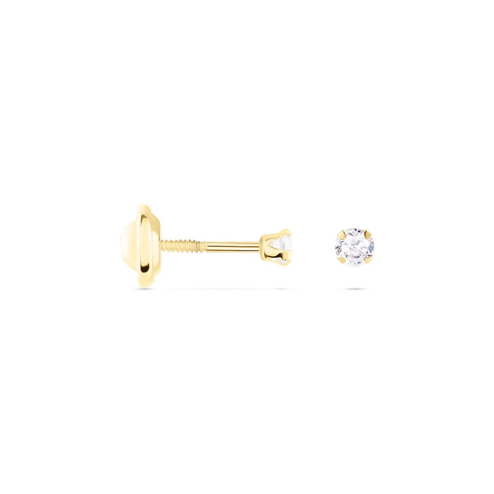 Boucles D'oreilles Puces Pepita Or Jaune Oxyde De Zirconium - Puces Famille | Marc Orian
