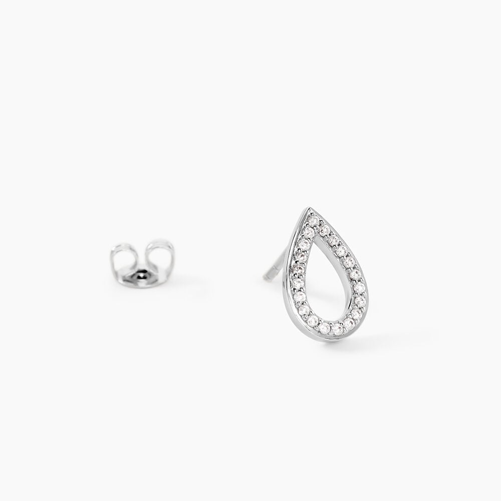 Boucles D'Oreilles Puces Ga&iuml;a Argent Blanc Oxyde De Zirconium - Puces Femme | Marc Orian