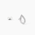 Boucles D'Oreilles Puces Ga&iuml;a Argent Blanc Oxyde De Zirconium - Puces Femme | Marc Orian