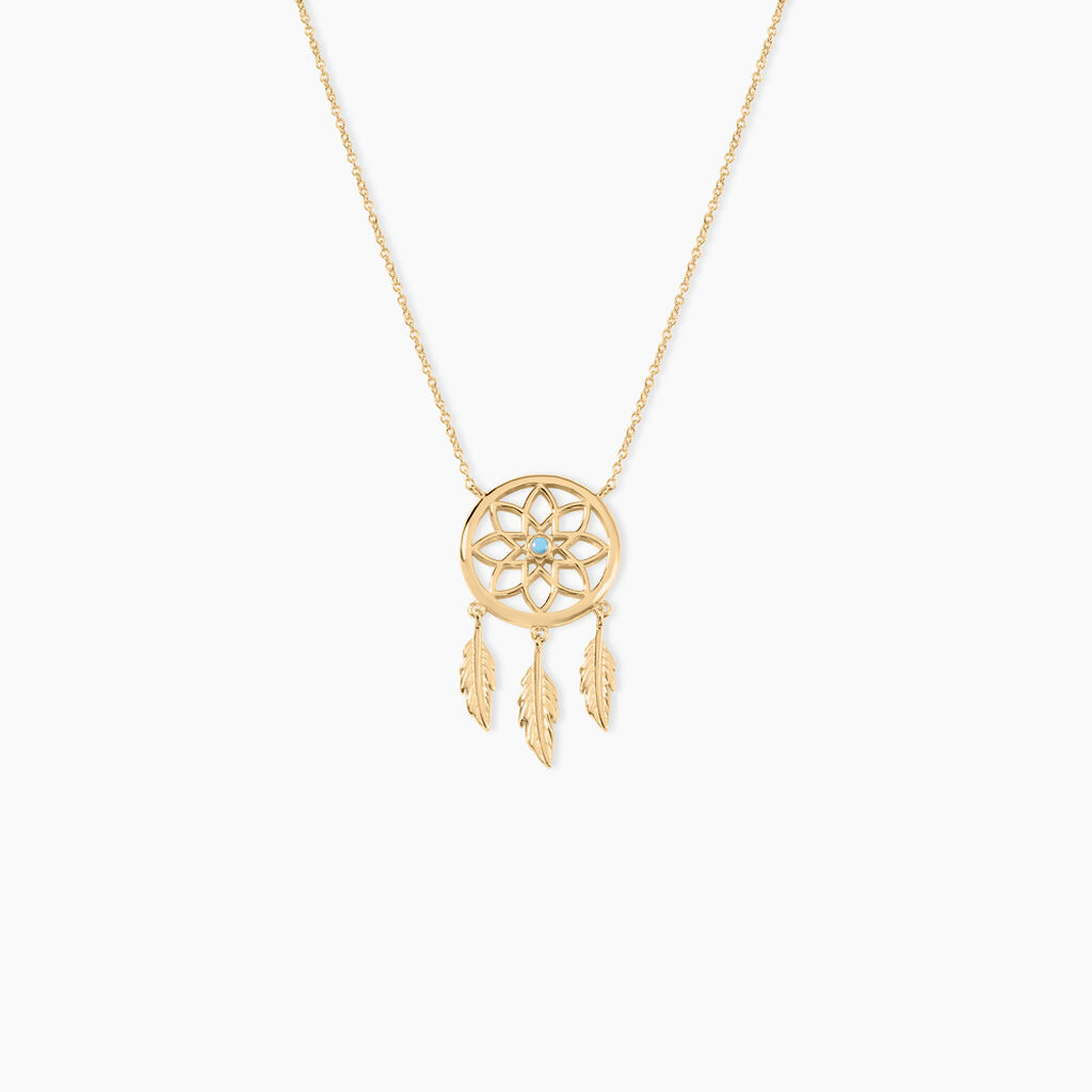 Collier Plaqué Or Jaune Attrape Rêves Turquoise - Colliers Femme | Marc Orian
