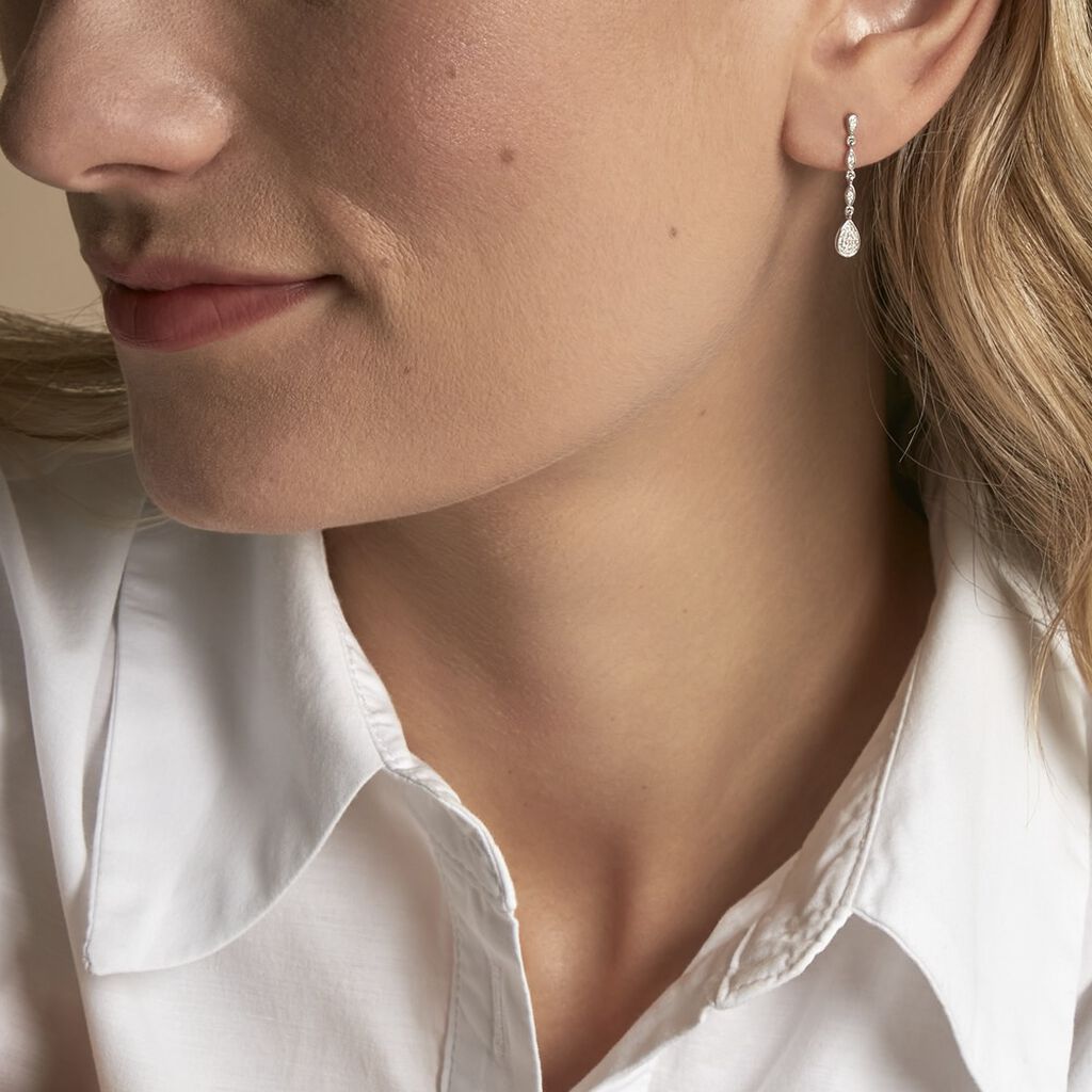 Boucles D'oreilles Pendantes Unice Or Blanc Diamant - Boucles d'oreilles Pendantes Femme | Marc Orian