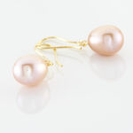 Boucles D'oreilles Pendantes Rose Or Jaune Perle De Culture - Boucles d'oreilles mariage Femme | Marc Orian
