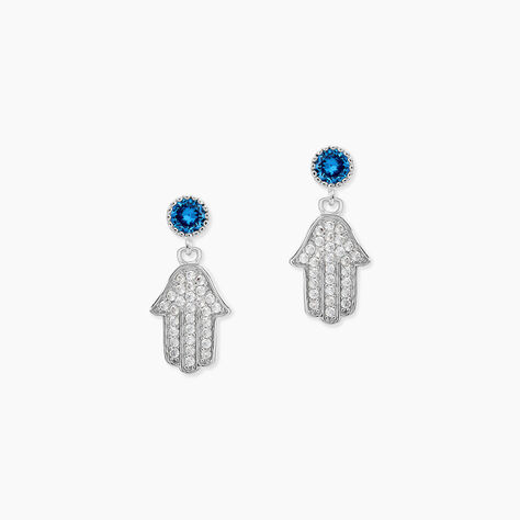 Boucles D'oreilles Pendantes Fidelma Argent Blanc Spinelle Oxyde - Pendantes Femme | Marc Orian