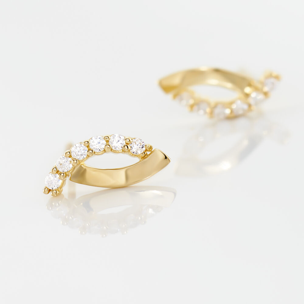 Boucles D'oreilles Puces Helvi Or Jaune Oxyde De Zirconium - Puces Femme | Marc Orian