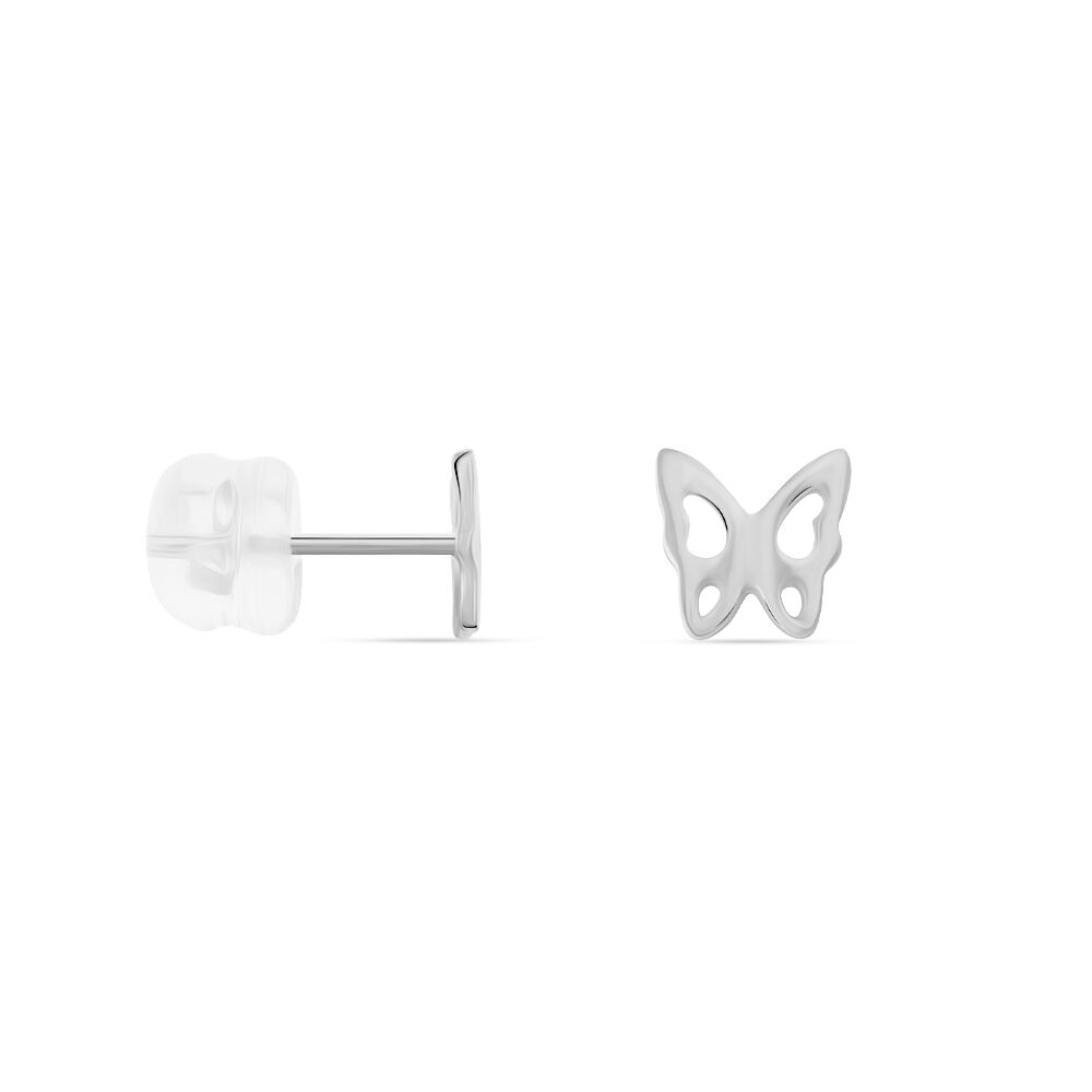 Boucles D'oreilles Puces Bartholomee Papillon Or Blanc - Puces Femme | Marc Orian