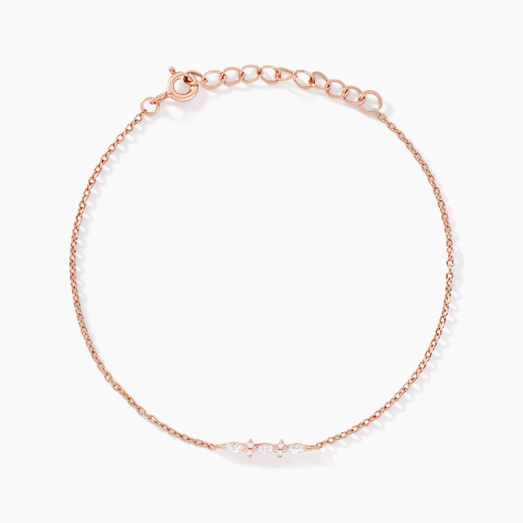 Bracelet Naura Argent Rose Oxyde De Zirconium - Bracelets chaînes Femme | Marc Orian