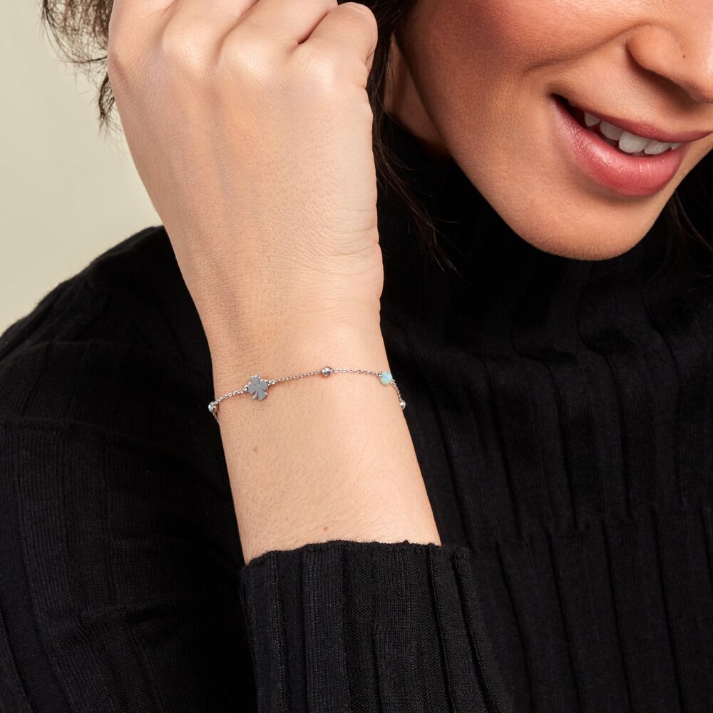 Bracelet Onelia Argent Blanc Cristal - Bracelets chaînes Femme | Marc Orian