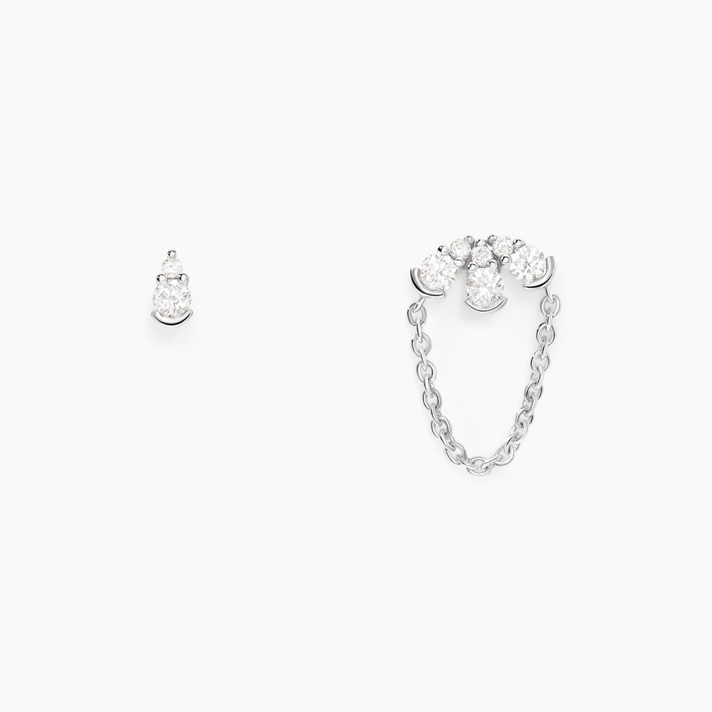 Boucles D'oreilles Puces Orhiane Argent Blanc Diamant Synthétique - Puces Femme | Marc Orian