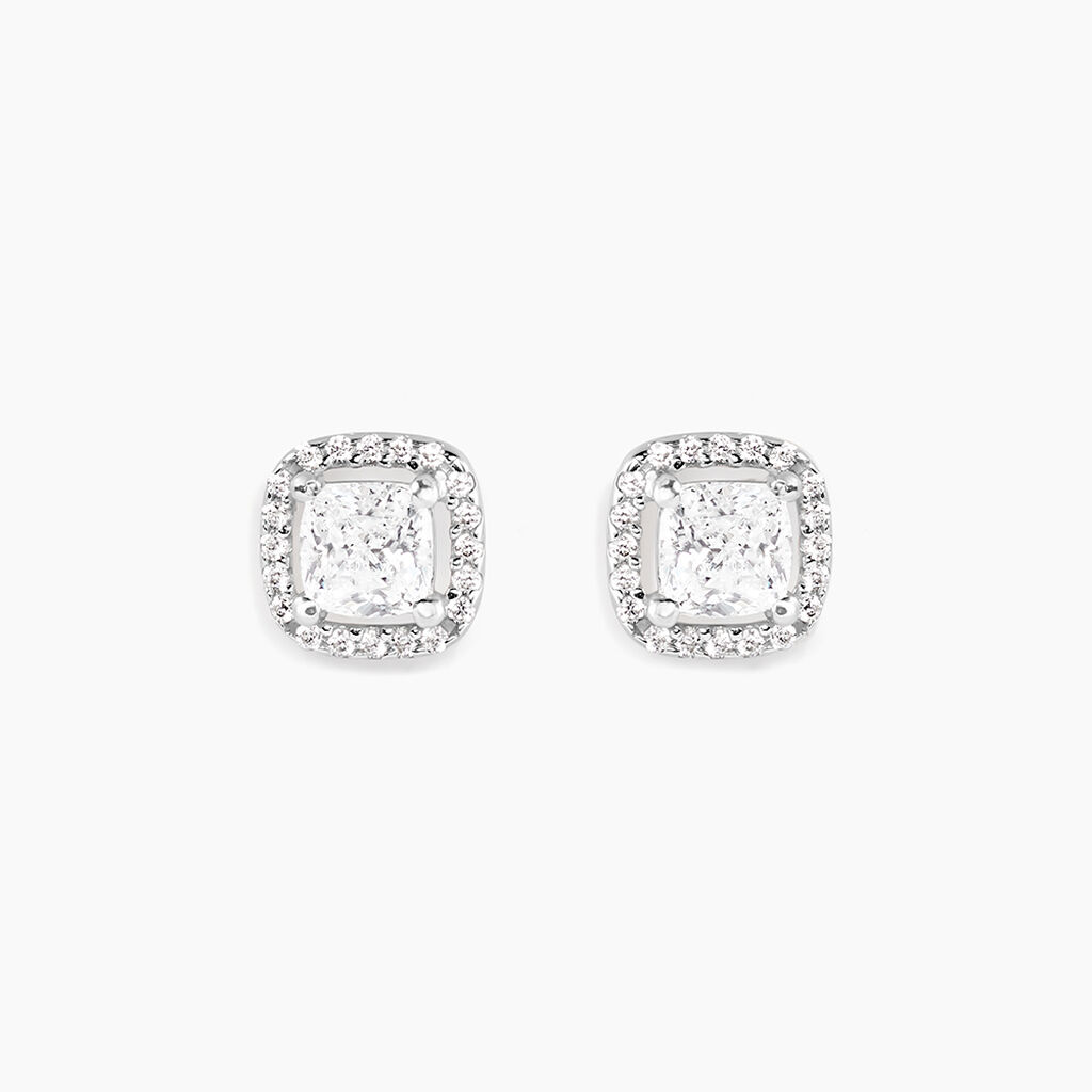 Boucles D'oreilles Puces Adrienne Or Blanc Oxyde De Zirconium - Puces Femme | Marc Orian