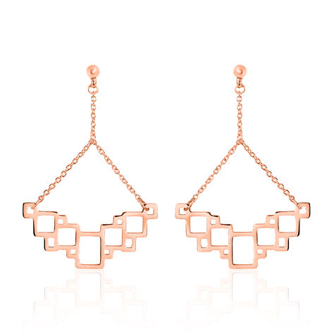 Boucles D'oreilles Pendantes Crispine Acier Rose - Pendantes Femme | Marc Orian