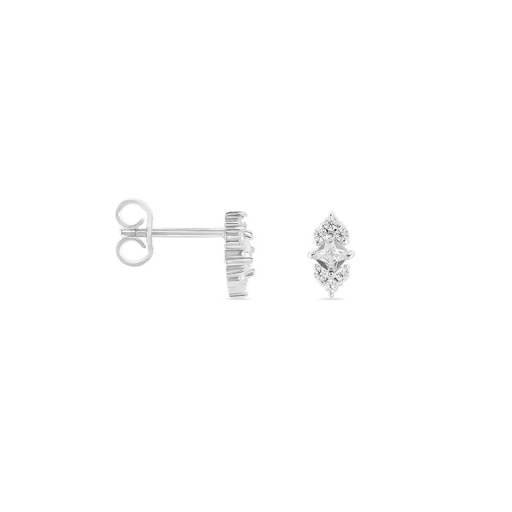 Boucles D'oreilles Puces Mascaret Argent Blanc Oxyde De Zirconium - Puces Femme | Marc Orian