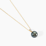 Collier Jodocus Or Jaune Perle De Tahiti Oxyde Zirconium - Colliers avec pierres Femme | Marc Orian