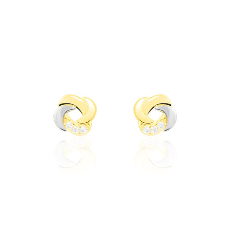 Boucles D'oreilles Puces Eleanor Fleur Or Jaune Oxyde De Zirconium - Clous d'oreilles Femme | Marc Orian