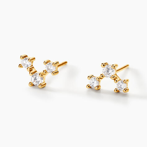 Boucles D'oreilles Puces Athanas Or Jaune Oxyde De Zirconium - Puces Femme | Marc Orian