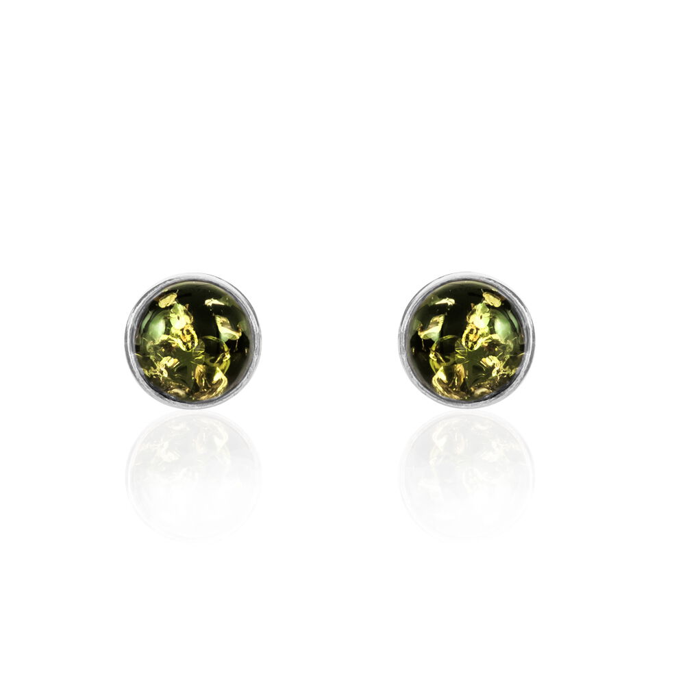 Boucles D'oreilles Puces Argent Blanc Acacia Ambre - Puces Femme | Marc Orian