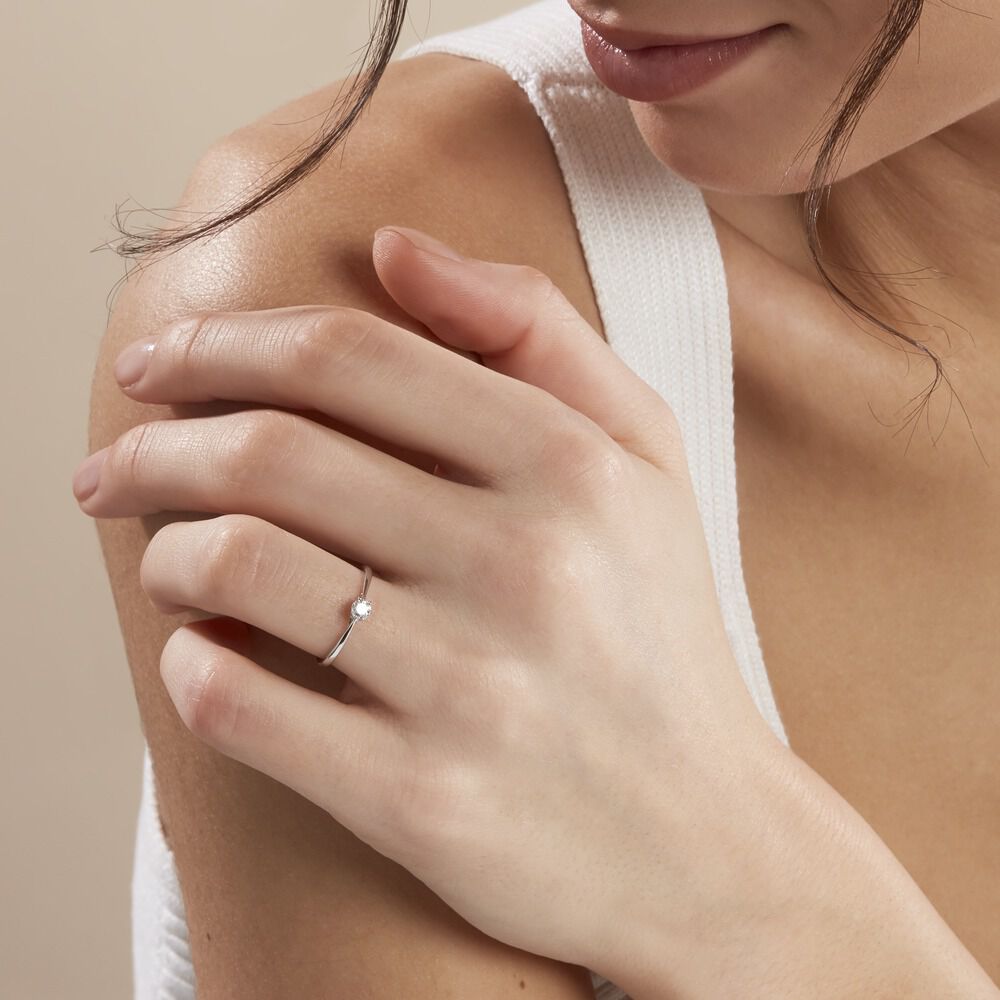 Bague Solitaire Or Blanc Solenia Diamant - Solitaires Femme | Marc Orian