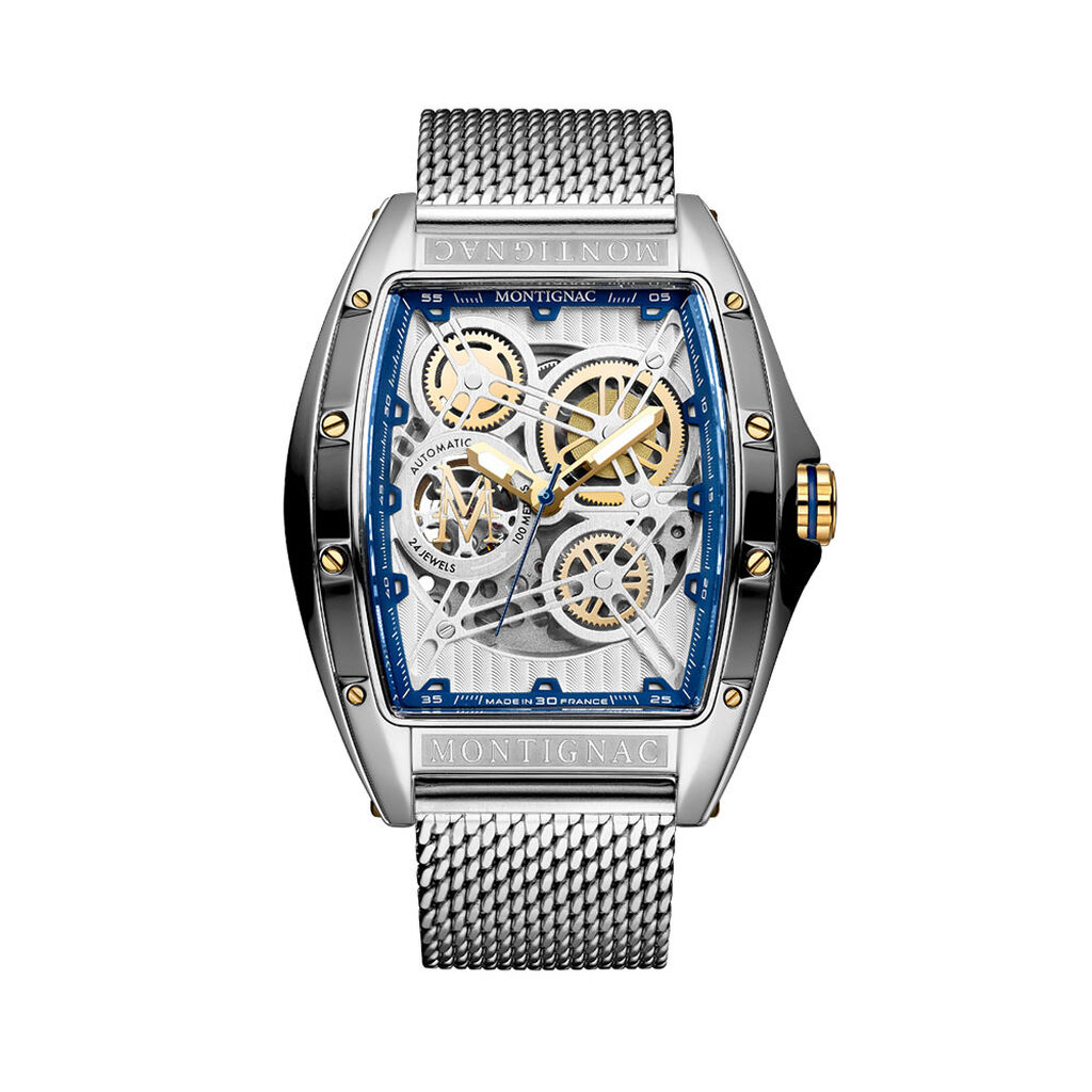 Montre Montignac Tonneau Auto Argent&eacute; - Montres automatiques Homme | Marc Orian