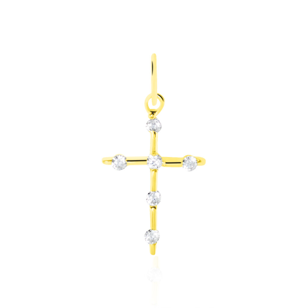 Pendentif Canice Croix Or Jaune Oxyde De Zirconium - Pendentifs Famille | Marc Orian