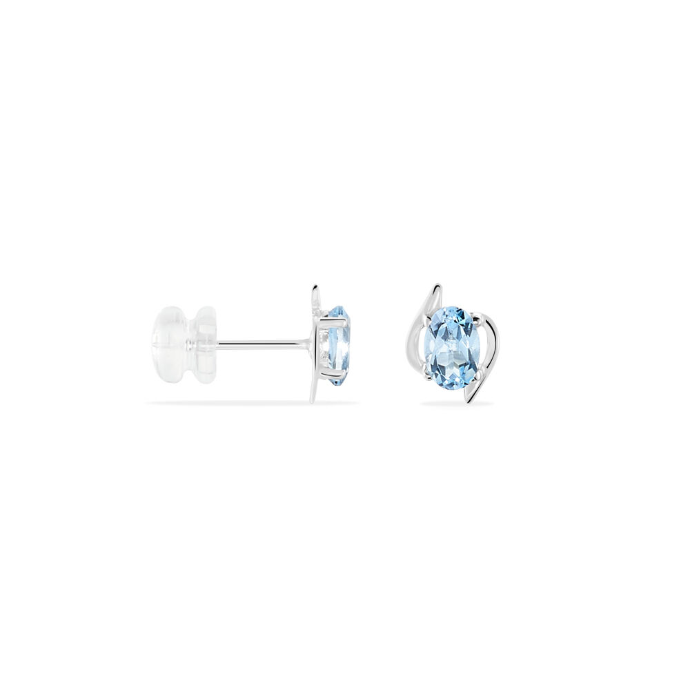 Boucles D'oreilles Puces Vrille Ovale Or Blanc Topaze - Puces Femme | Marc Orian