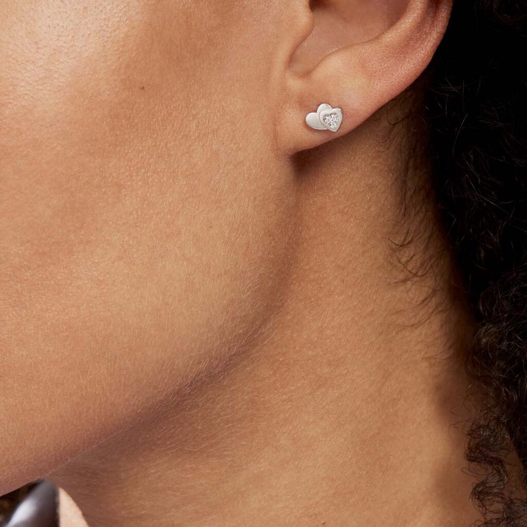 Boucles D'oreilles Puces Argent Blanc Dounyo Oxydes De Zirconium - Clous d'oreilles Femme | Marc Orian