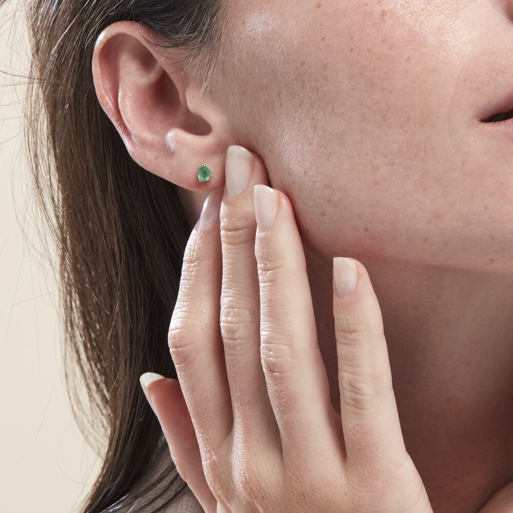 Boucles D'oreilles Puces Or Jaune Isador Emeraude - Puces Femme | Marc Orian