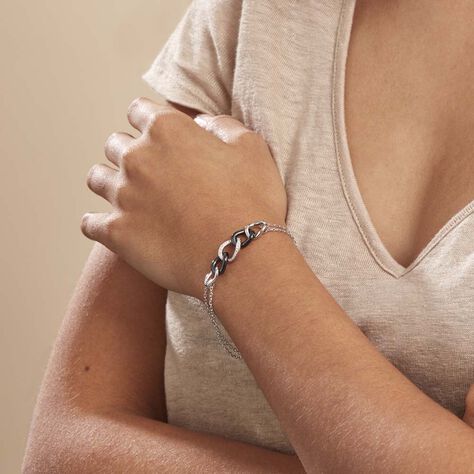 Bracelet Link Argent Blanc Céramique Et Oxyde De Zirconium - Bracelets chaînes Femme | Marc Orian