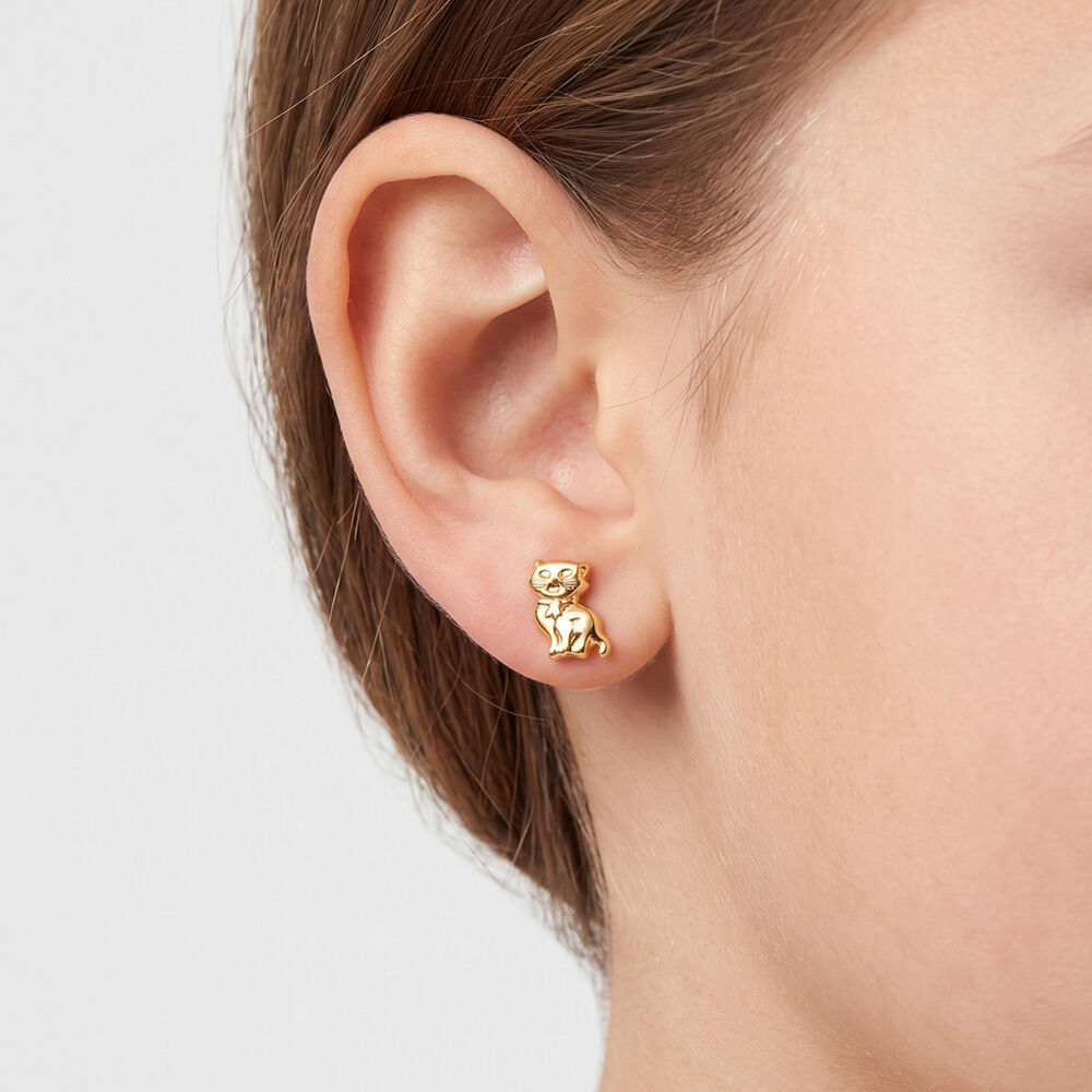 Boucles D'oreilles Puces Florenta Chat Or Jaune - Puces Enfant | Marc Orian