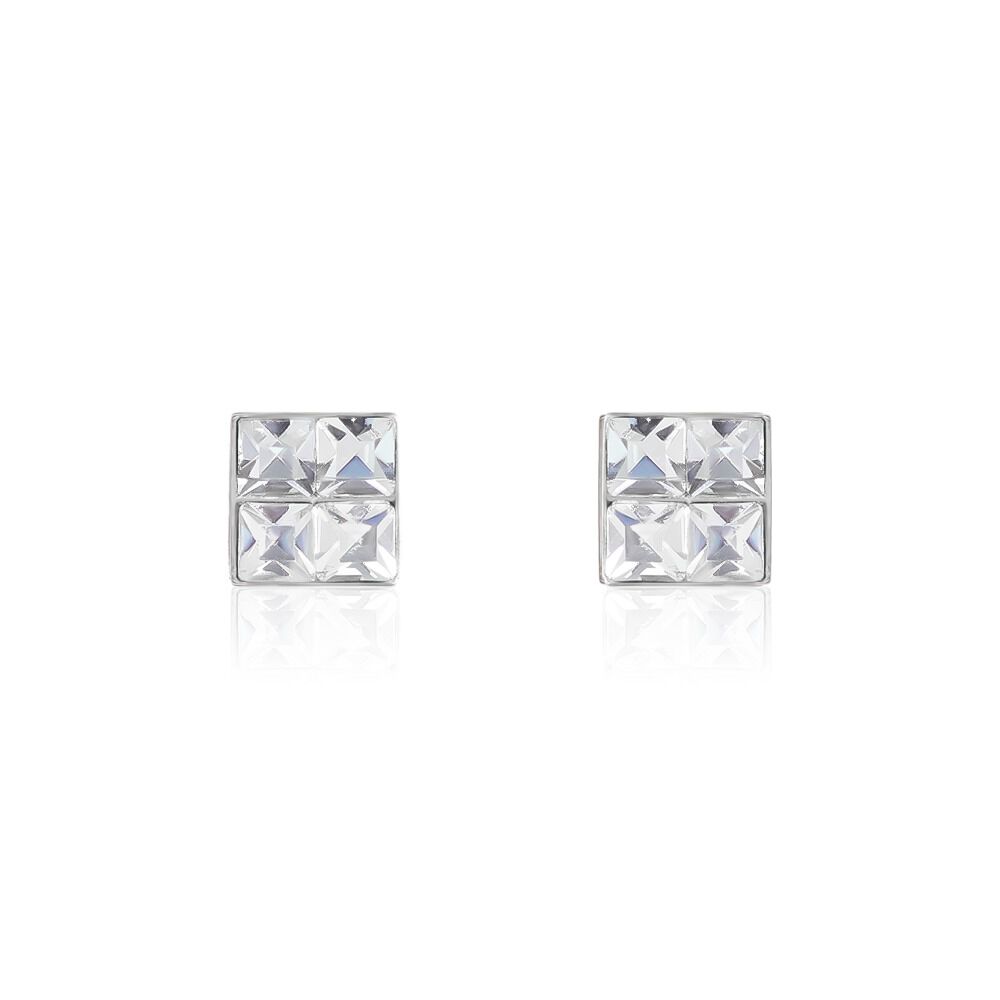 Boucles D'oreilles Puces Eve Argent Blanc Oxyde De Zirconium - Puces Femme | Marc Orian