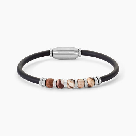 Bracelet Jourdan Caoutchouc Noir Agate - Bracelets cha&icirc;nes Homme | Marc Orian