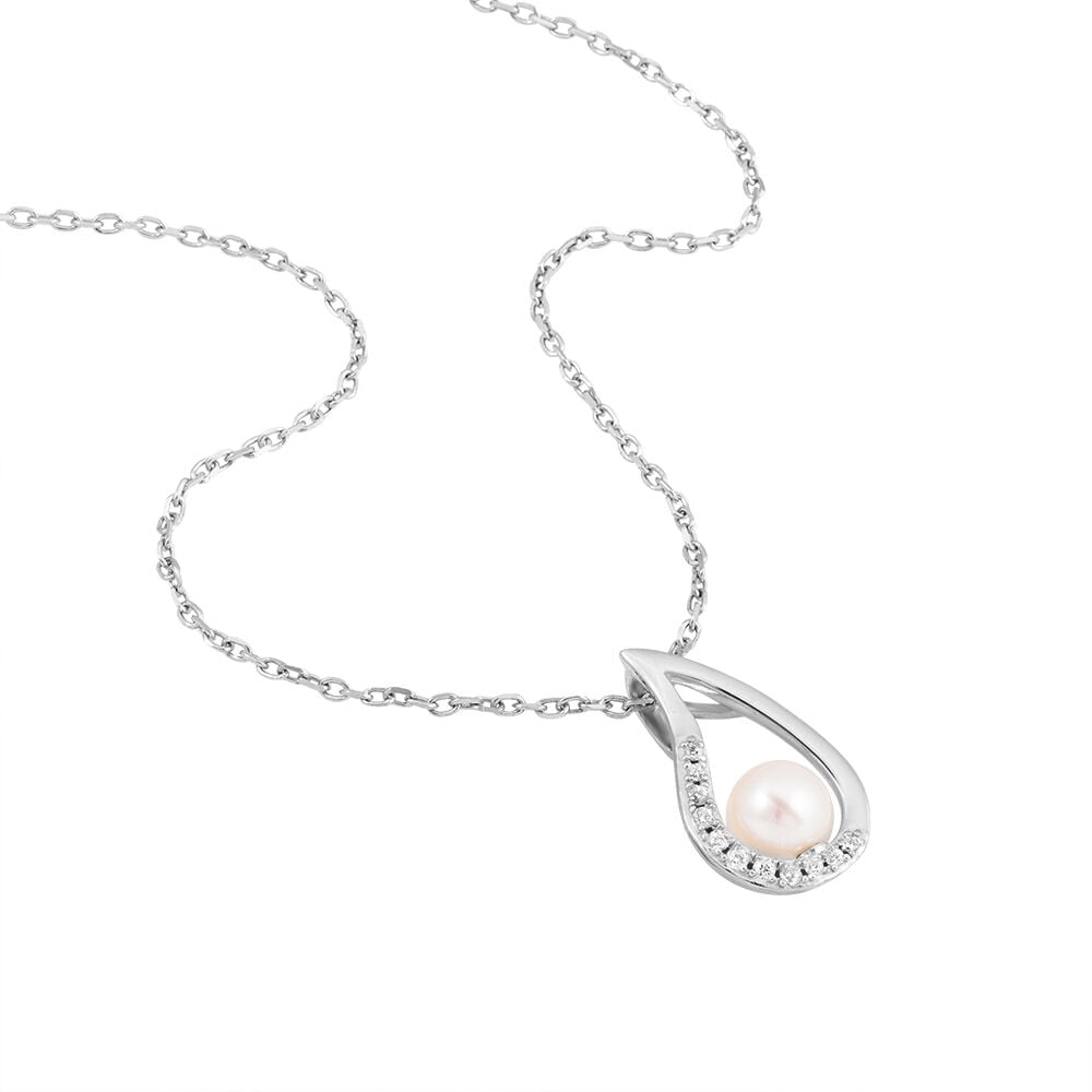 Collier Akiko Argent Blanc Perle De Culture Et Oxyde De Zirconium - Colliers avec pierres Femme | Marc Orian