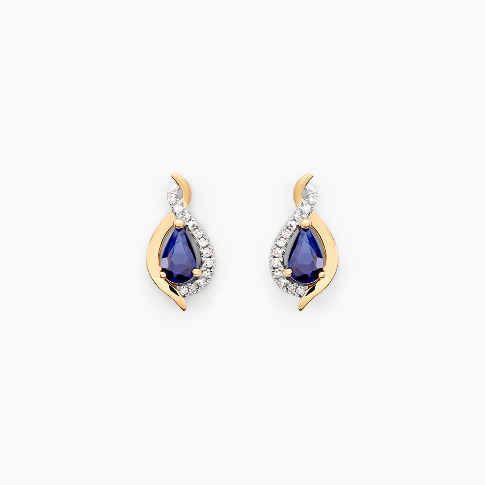 Boucles D'oreilles Puces Or Jaune Angelika Saphir - Puces Femme | Marc Orian