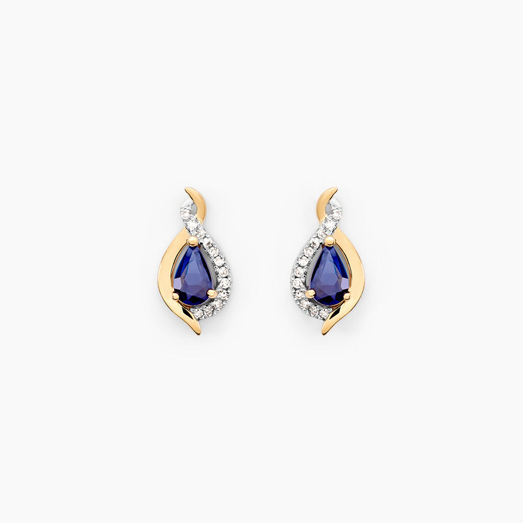 Boucles D'oreilles Puces Or Jaune Angelika Saphir - Puces Femme | Marc Orian