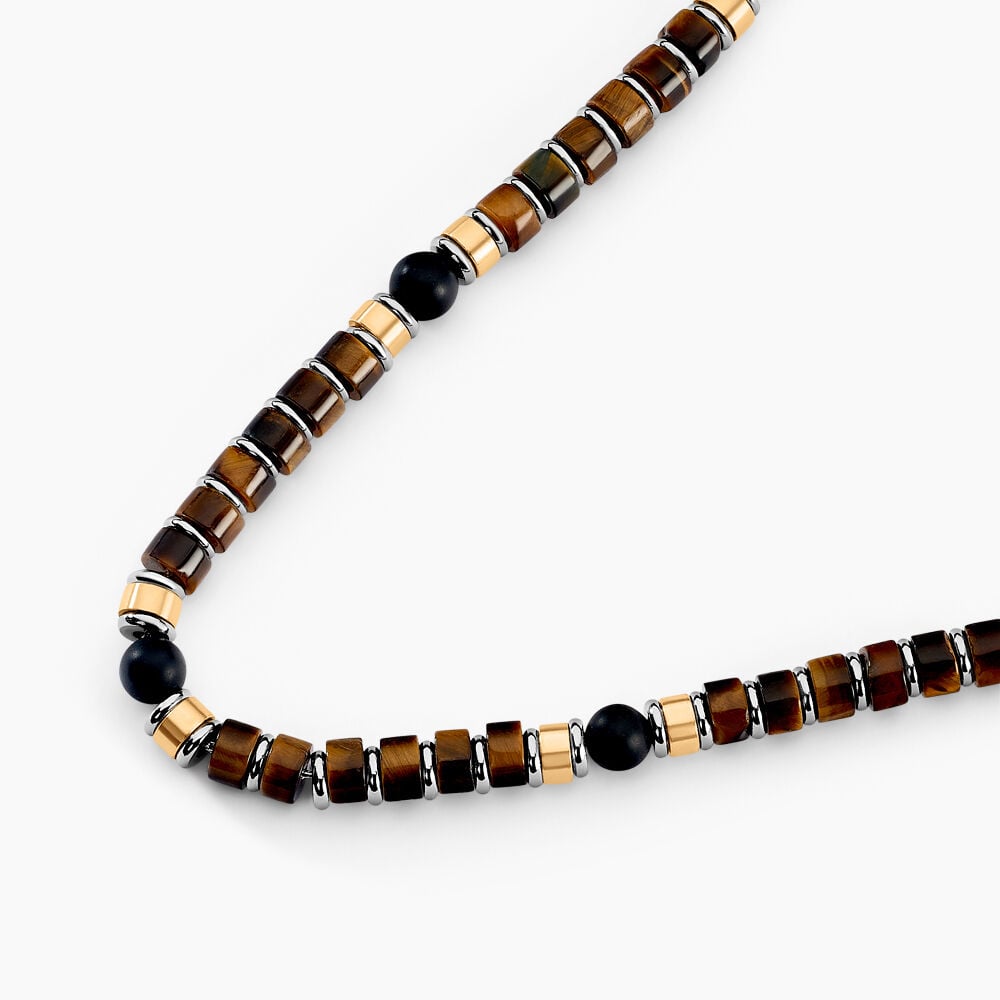 Bracelet Nairobi Acier Bicolore Oeil De Tigre Onyx - Bracelets cha&icirc;nes Homme | Marc Orian