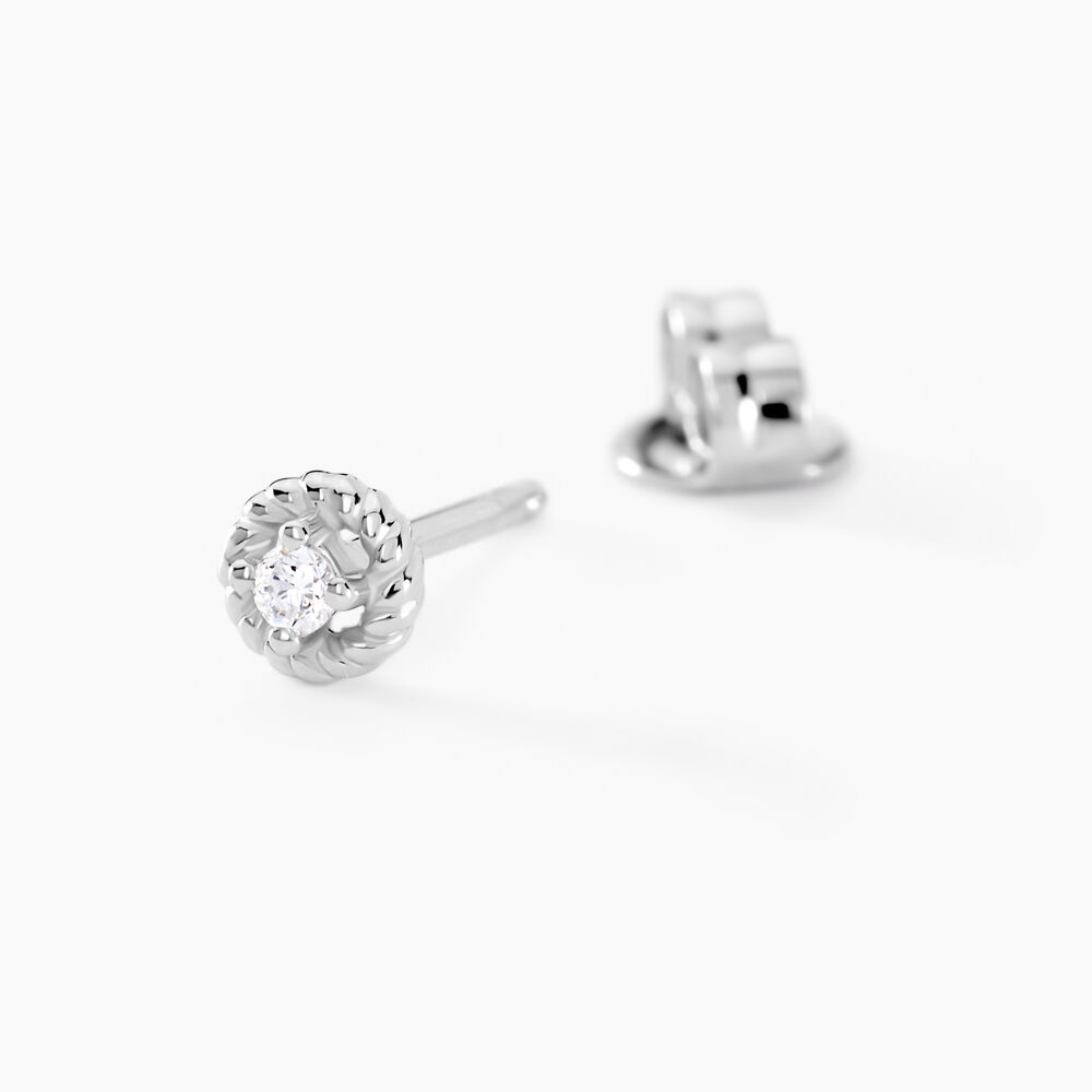 Boucles D'oreilles Puces Morissette Argent Blanc Diamant Synth&eacute;tique - Puces Femme | Marc Orian