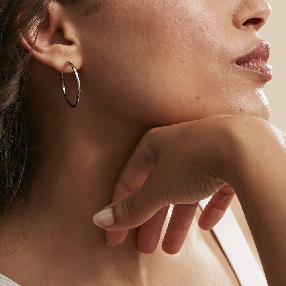 Créoles Esaias Acier Blanc - Créoles Femme | Marc Orian