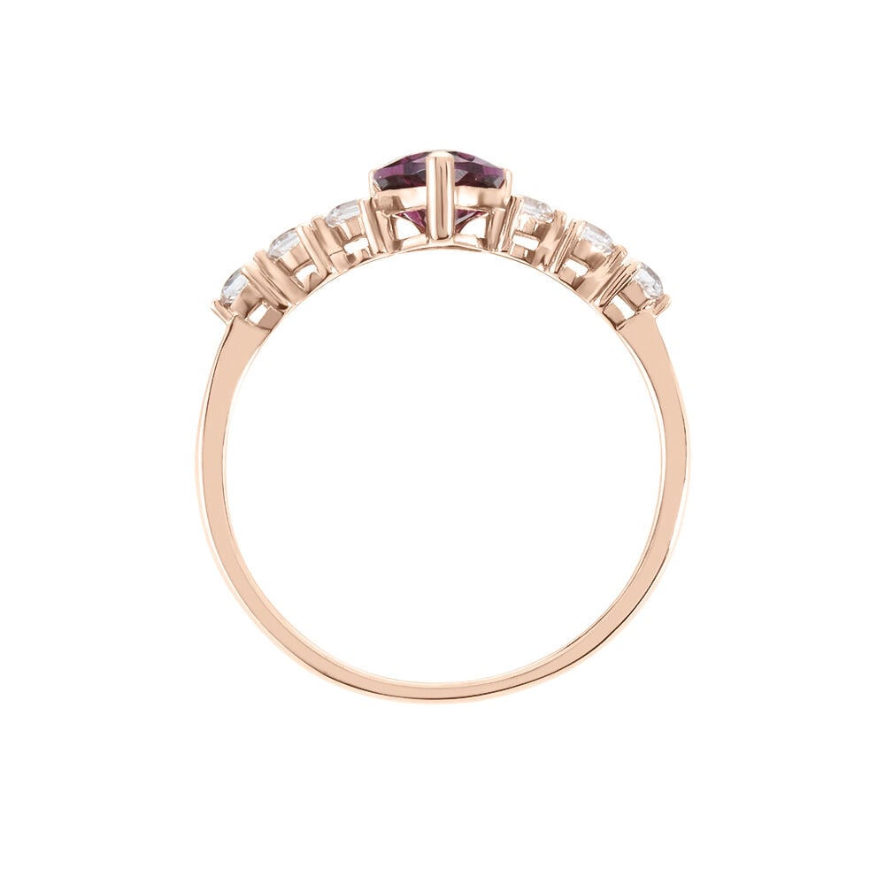 Bague Solitaire Accompagn&eacute; Or Rose Samanta Rhodolite - Bagues avec pierre Femme | Marc Orian