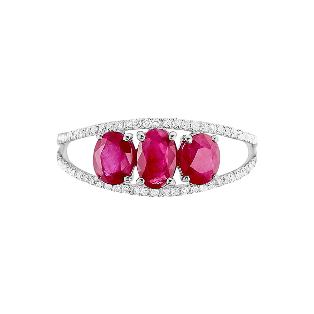 Bague Madeline Or Blanc Rubis Diamant - Bagues vintage Femme | Marc Orian