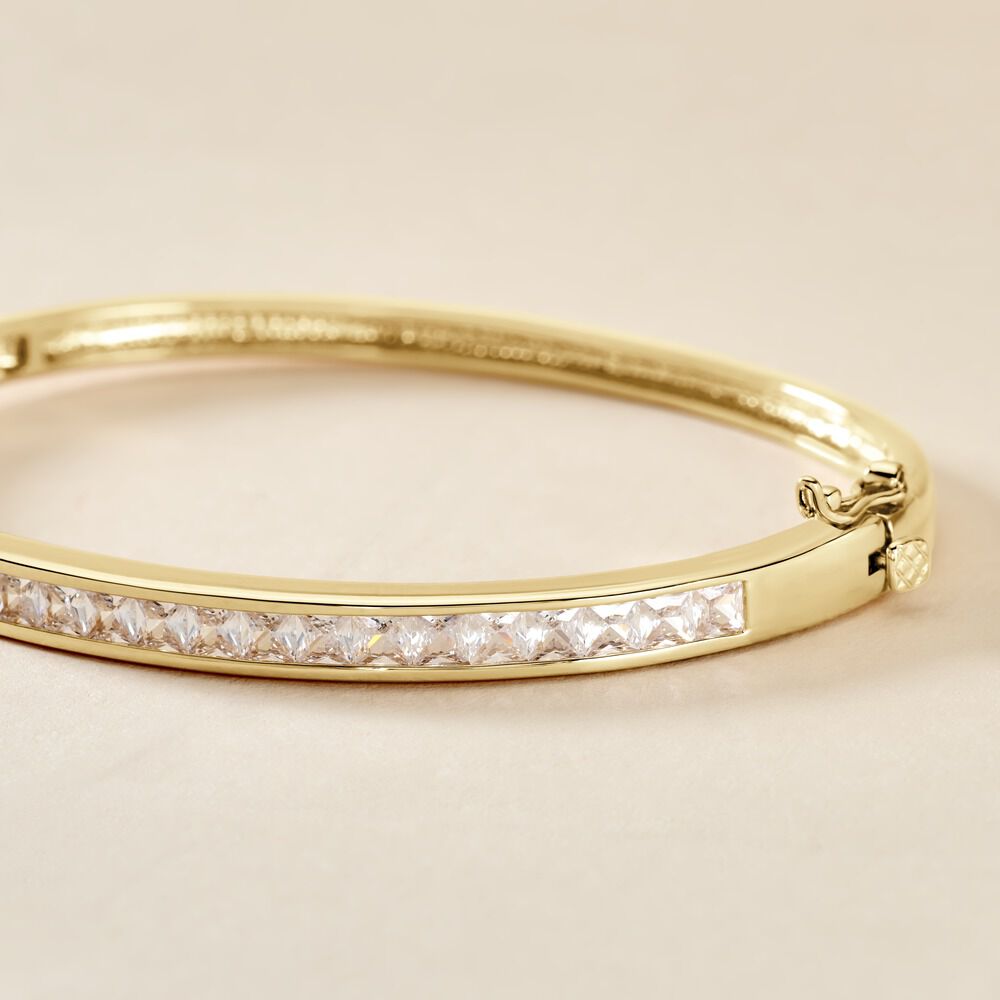Bracelet Jonc Frieda Plaqu&eacute; Or Jaune Oxyde De Zirconium - Bracelets joncs Femme | Marc Orian
